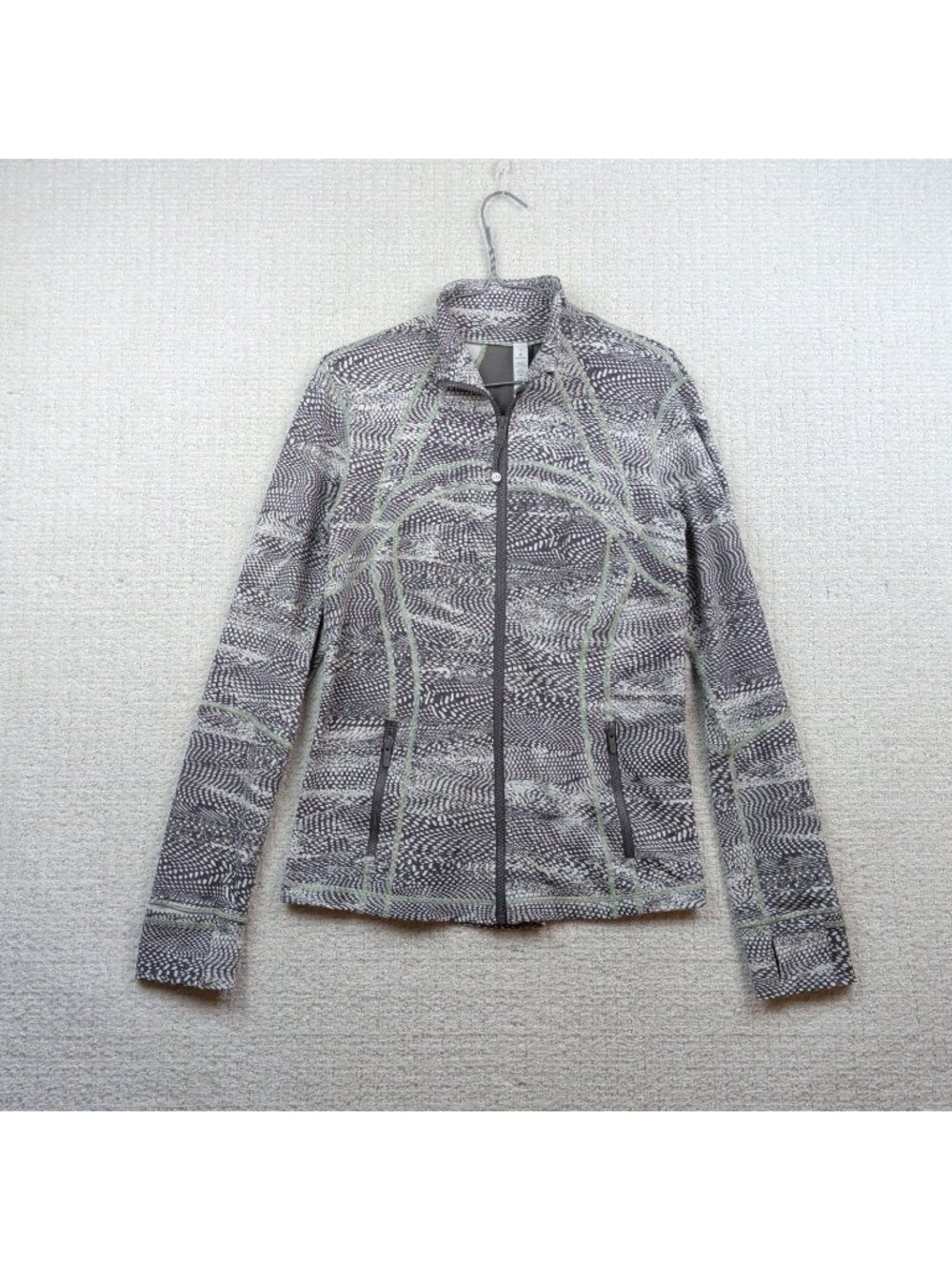 Lululemon Define Jacket Swerve Vapor Cyber Metal Grey Print Full Zip Size 12